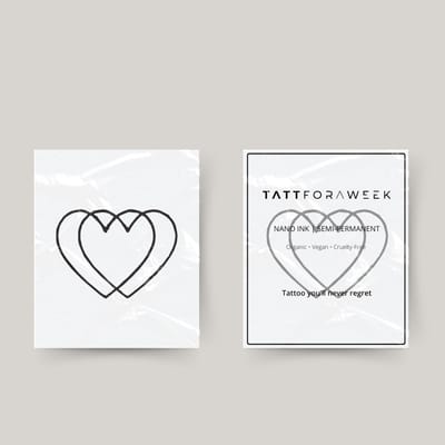 Tijdelijke tattoo twee hartjes | Neptattoo volwassenen | Tijdelijke tattoo voor volwassenen | Temporary tattoo | Plaktattoos voor volwassenen | Neptattoos | Probeer zorgeloos een tattoo | tattforaweek