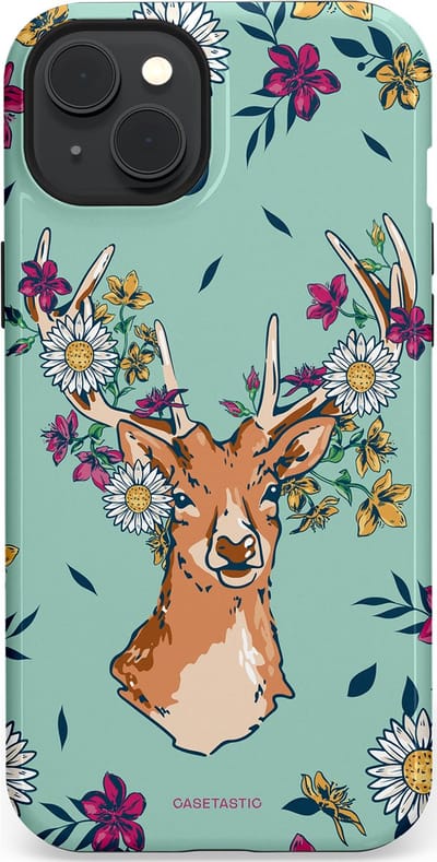 Casetastic Hoesje Geschikt voor Apple iPhone 15 Plus Magsafe - Stijlvolle Beschermende Duo-layer Case - Gewei bloesem
