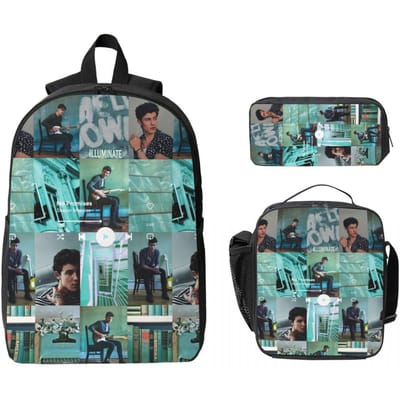 Shawn Mendes Rugzak Lunchbox Etui voor Jongens Meisjes Rugzakken Kawaii Schooltas Boekentas Set