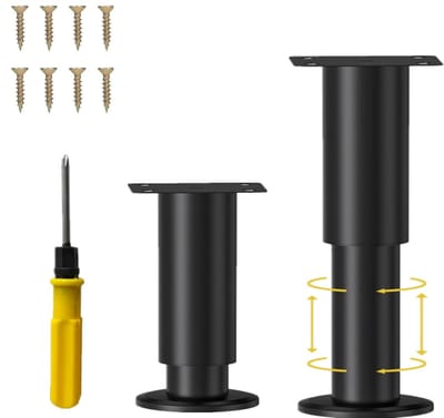 Dailygoody - Bedpoten - Verstelbare Meubelpoten - Donker - Meubelpoten voor Tafel en Sofa - Geschikt voor Badkamermeubel - 8-12 cm
