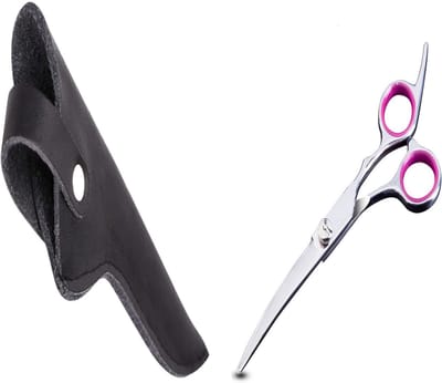 Professor Q Hondenschaar Krom – Linkshandige Professionele Trimschaar – Ideaal voor Natuurlijke Rondingen + Luxe Lederen Etui – 16,5 cm – Zwart