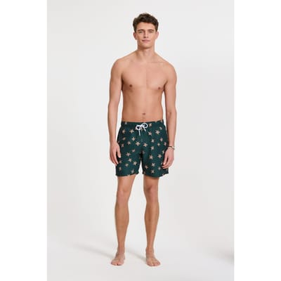 Shiwi Mike Swim Shorts 7 Inch Starfishes Green Leaf Mini Starfish Maat: S | Zwembroeken Outlet | Heren | Groen