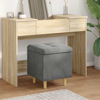 vidaXL - Ottoman - met - opslag - Donkergrijs - 40 - x - 40 - x - 45 - cm - Fluweel