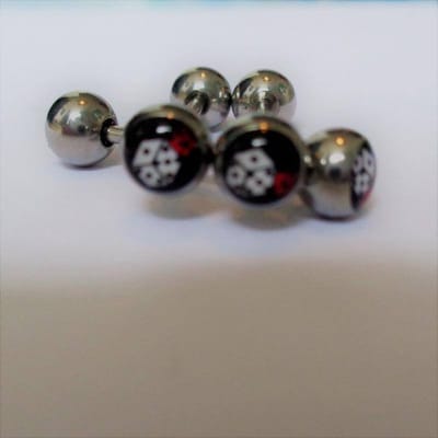 Aramat Jewels | Tongpiercings | Stalen Logo Tongpiercing Dobbelsteen | | | |6mm | Staal | Volwassenen | Verkleurd niet