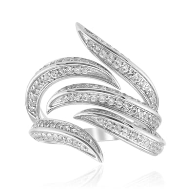 Cavill - Brede Zilveren Ring - 925 Sterling Zilver Geplatineerd - 1 33 ct Cambodjaanse Pavé Zirkonen - Elegantie en Sprankelend Design