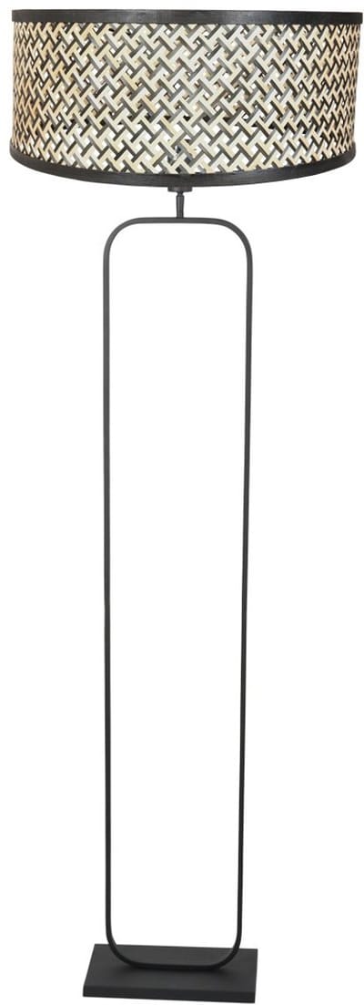 Vloerlamp Modern Stang 4818ZW - zwart armatuur met bamboe kap, kantelbaar, hoogte 147 cm, diameter 50 cm, Steinhauer