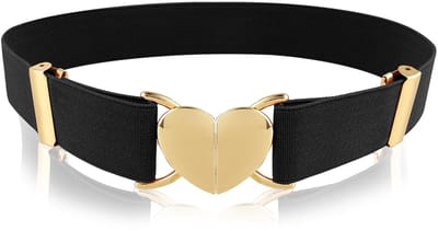 Dailygoody - Hart Elastische Taille Riemen - Verstelbare Geweven Stretch Riem - Meisjes - Metalen Hart Gesp - Perfect voor Feestjes en School