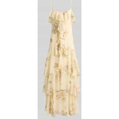 Fit and flare avondjurk met spaghettibandjes en volants