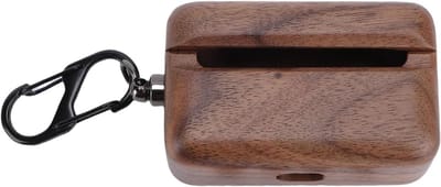 Oordopjeshoesje - Sleutelhanger Beschermhoes - Draadloze Oordopjes Beschermen - Handgemaakt Walnoothout - 9 x 9 x 4 cm - Bruin