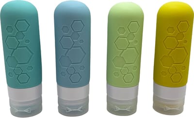 Tu-Untangle Siliconen Reisflesjes 90ml – 4 Stuks – Lekvrij & Navulbaar – Voor Handbagage – Duurzaam - Ocean Blue
