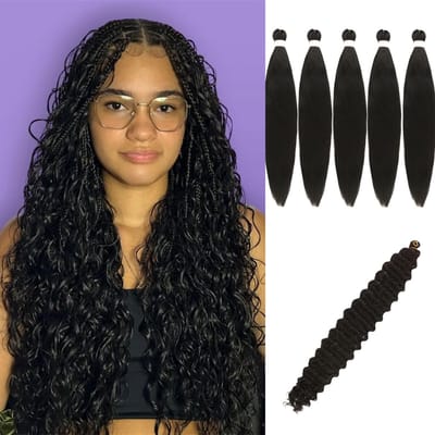 Dailygoods- Vlechten Haar 66 cm - Voorgespannen Vlechthaar - Synthetisch Haar - Bohemian Stijl - Lange Krullen - 6 Pakketten - Haarextensions
