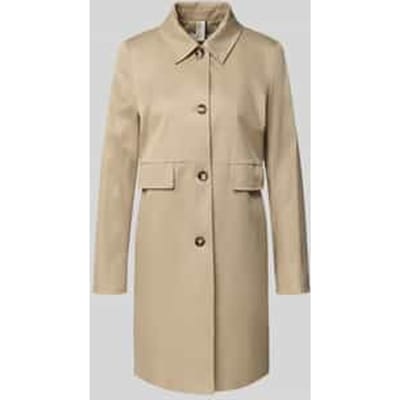 Regular fit lange jas met platte kraag model 'Mina'