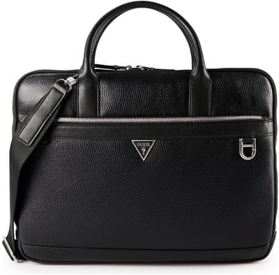 GUESS Leren business tas met laptopvak Monaco Laptop Bag Black zwart