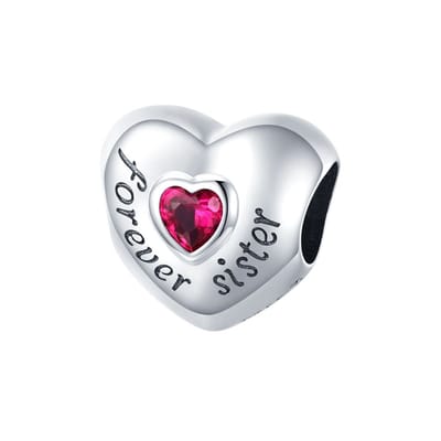 Hart forever sister zirkonia bedel | bedels voor armband | Forever love bead | bedels beads cadeau | Zilverana | geschikt voor alle bekende merken | 925 zilver | moederdag