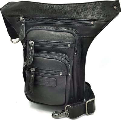 Hillburry Leren Heuptas / Beentas /Croosbody tas - (bxhxd) ca. 20cm x 30cm x 8cm - Verstelbare riem
