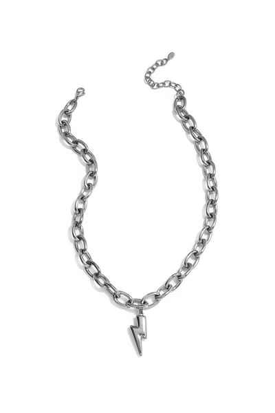 Bijoutheek Collier Grove Schakel Bold Lightning Bliksem Zilverkleurig
