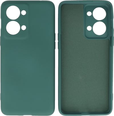 Hoesje Geschikt voor OnePlus Nord 2T - Fashion Telefoonhoesje Backcover - Siliconen Hoesje - Donker Groen