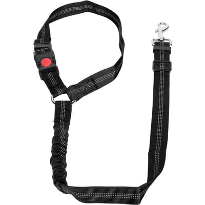 Harnais de sécurité pour animal de compagnie réglable avec appuie-tête, ceinture de sécurité pour chien en nylon réfléchissant pour voiture, noir noir