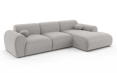 Hoekbank Neva 300cm grijs chenille bank rechts loungebank hoeksalon