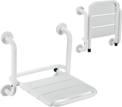 Opklapbare Douchestoel met Leuningen voor Wandmontage - Veilig en Ruimtebesparend (Max 120 kg)