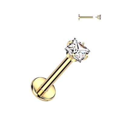 Piercing titanium vierkant top 1.2x6x3 - goud - LMPiercings