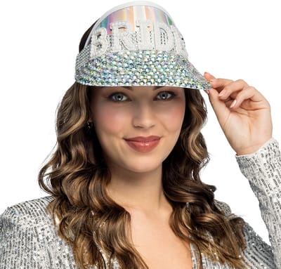 Boland - Zonnneklep 'Bride' Zilver - Één maat - Volwassenen - Vrouwen - Vrijgezellendag - Bruid - Festival