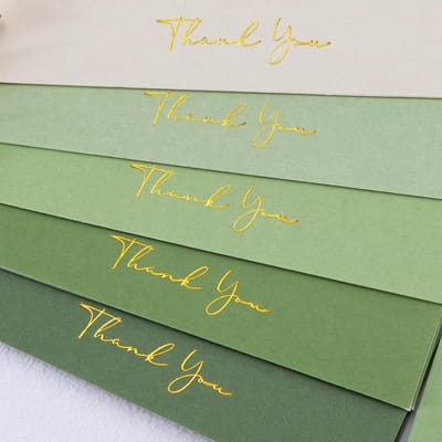 Bedankkaarten Set - Wenskaarten met enveloppen - Gelegenheid Uiten - Zwaar 300gsm Karton - 50 stuks - Saliegroen
