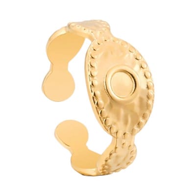 RVS verstelbare ring - Oog motief met dots - Goudkleurig open ringen