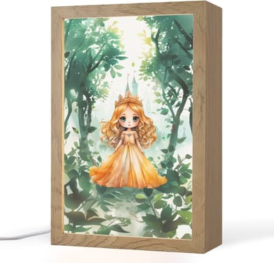 Nachtlampje 20x30 cm - Kinder lampje - Prinses - Meisje - Geel - Prinsessenjurk - Tafellamp kinderkamer - Slaapkamer lamp - Bedlamp kinderen - Kinderlampje stopcontact - Wandlamp babykamer - Nachtlampjes