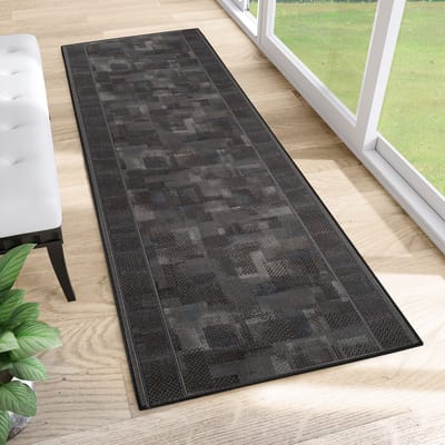 Tapiso Antislip Rubber Mat Zwart Donker Klassiek Rubbermat Tapijt Maat- 80x100