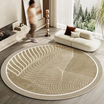 Decoratie Woonkamer in Japanse Stijl Gestreept Tapijt Huis Rond Anti-slip Mat Dik Wasbaar Loungekleed Eenvoudige Kleden voor Slaapkamer 100x100cm