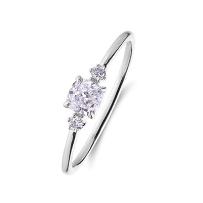 Lucardi Dames 14 karaat witgouden ring met labgrown diamant 0,415ct voor dames - Ring - 14 Karaat Goud - Zilver - 16.50 / 52 mm