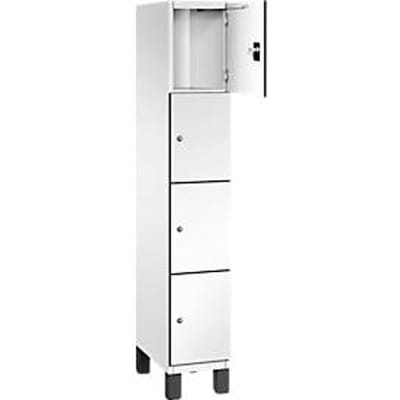 C+P Cambio lockerkast, 1 vak, 4 vakken, op poten, B 300 x D 525 x H 1980 mm, verkeerswit/wit