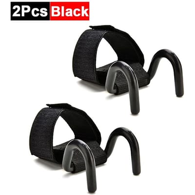 Verstelbare Gewichthefhaak Handschoenen Sterke Stalen Haak Grips Riemen Krachttraining Fitness Polsondersteuning Hefriemen black