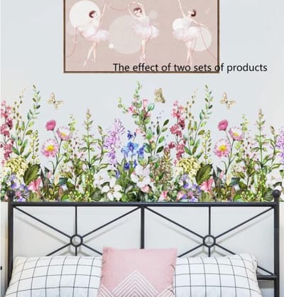Muursticker - Raamsticker Veldbloemen - Veldboeket - Bloem -Bloemen / Bloemetjes - Muur Sticker / Raam sticker Keuken – Handgeschilderd | Kinderkamer | Jongens – Meisjes – Baby | Poster - Verwijderbaar – Zelfklevend plakfolie | DH collection