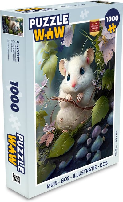 Puzzel Muis - Bos - Bloemen - Illustratie - Bosdieren - Legpuzzel - Puzzel 1000 stukjes volwassenen