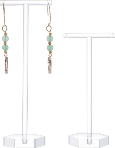 Allecto - Oorbellen Stand Houder - Acryl Display Rack - T-Vorm - Clear & Zwart-Hexagon Base - Sieraden Organizer - Geschikt voor Dames