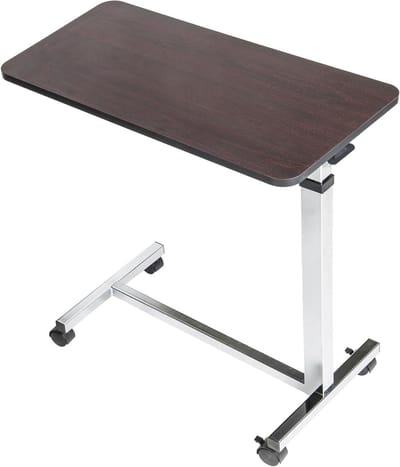 Bedtafel Verstelbaar - Eettafel Nachtkastje - Eten en Lezen - Robuust Stalen Frame - 79x46x10 cm - Chroom