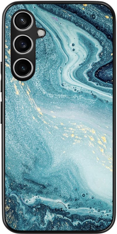 Leuke Telefoonhoesjes - Hoesje geschikt voor Samsung Galaxy S23 FE - Marmer blauw - Backcover zwart - Marmer - Blauw