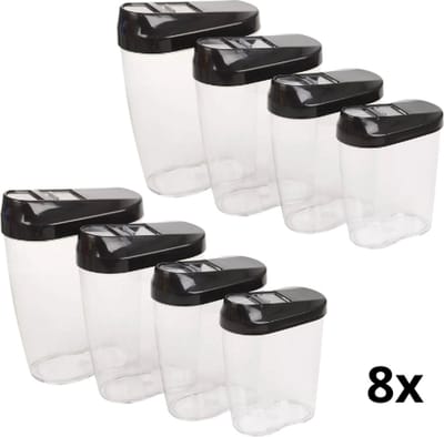Voorraadpotten - Voorraadpotten 8 stuks - Voorraadpotten set - BPA Vrij - Voorraadbussen - Snoep pot - Organize potten - Keukenpotten - Opbergpotten - Complete Set 8 stuks
