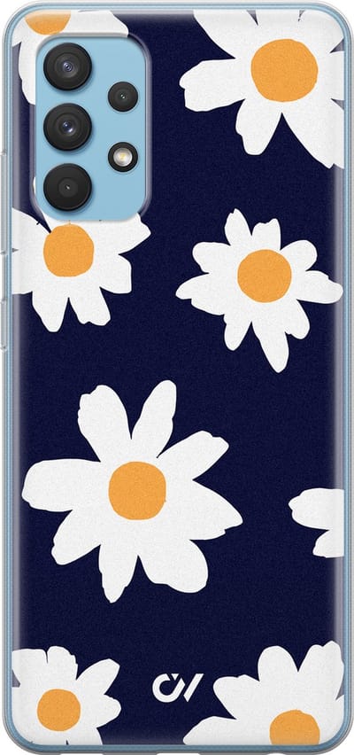 Hoesje geschikt voor Samsung Galaxy A32 4G - Sweet Daisies - - Blauw - - Casevibes