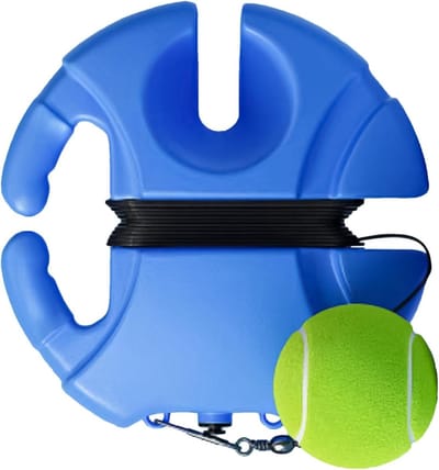 Tennis Trainingsset - Oefenmateriaal Bal - Voetwerk Verbeteren - Verstelbare Spankracht - 21cm Bal - Blauw