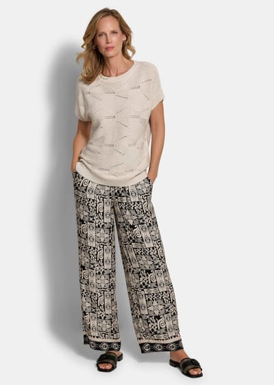 Ajourpullover met een mooie glans - steengrijs - Gr. 21 van Goldner Fashion