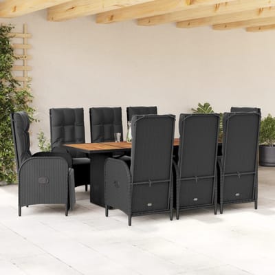 vidaXL - 9-delige - Tuinset - poly - rattan - zwart