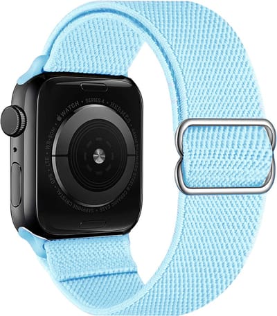 Horloge Band Geschikt voor Apple Watch 1-8 / SE (38/40/41 mm) Bandje Nylon Met Verstelbare Gesp - lichtblauw