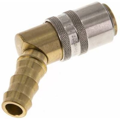 Messing DN 9 Tempereerkoppeling Snelkoppeling 12.7 mm Slangpilaar Loskoppelbeveiliging 45-deg