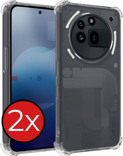 Hoesje - 2 Stuks - Geschikt voor Nothing Phone (3a) Pro - Sterk & Shockproof - Back Cover - Siliconen Case - Telefoon Hoes Shock Proof - Telefoonhoes - Transparant