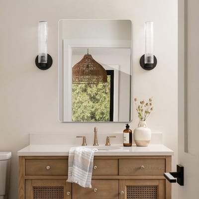 MIVRAY Frameloze Wandspiegel Met R50 Afgeronde Hoeken 60 x 80 cm Glas Zilverkleurig Voor Badkamer Slaapkamer En Hal