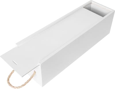 Creative Deco Wit Houten Wijnkist Cadeau Opbergdoos | 1 Fles | 35,1 x 11 x 10 cm | Natuurlijk Hout met Touw Handvat & Schuifdeksel Kerstmis, Verjaardag, Huwelijk