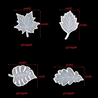 Set van 4 Siliconen Mallen voor Houten Coasters, Onderzetters en Decoratieve Schalen - DIY Craft Mallen met Bladvormen voor Thuisdecoratie